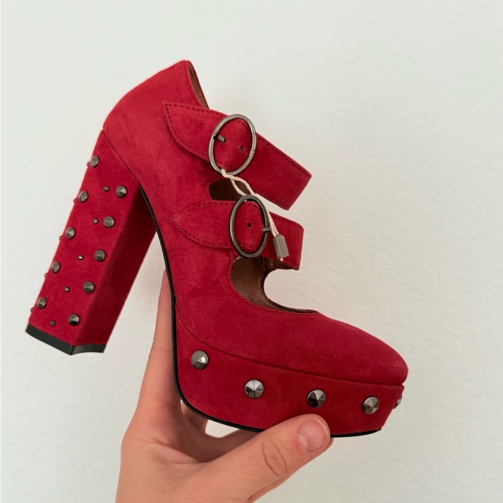 Formentini Stylish Red Suede Platform Heels Sz 36 - Picture 2 of 6